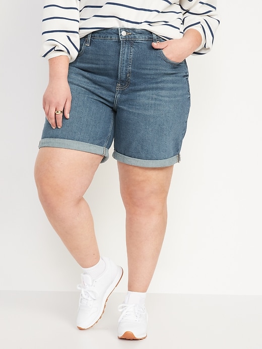 Image number 7 showing, High-Waisted OG Straight Jean Shorts -- 7-inch inseam