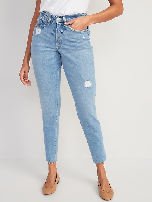 Image number 1 showing, Curvy High-Waisted O.G. Straight Distressed Jeans for Women