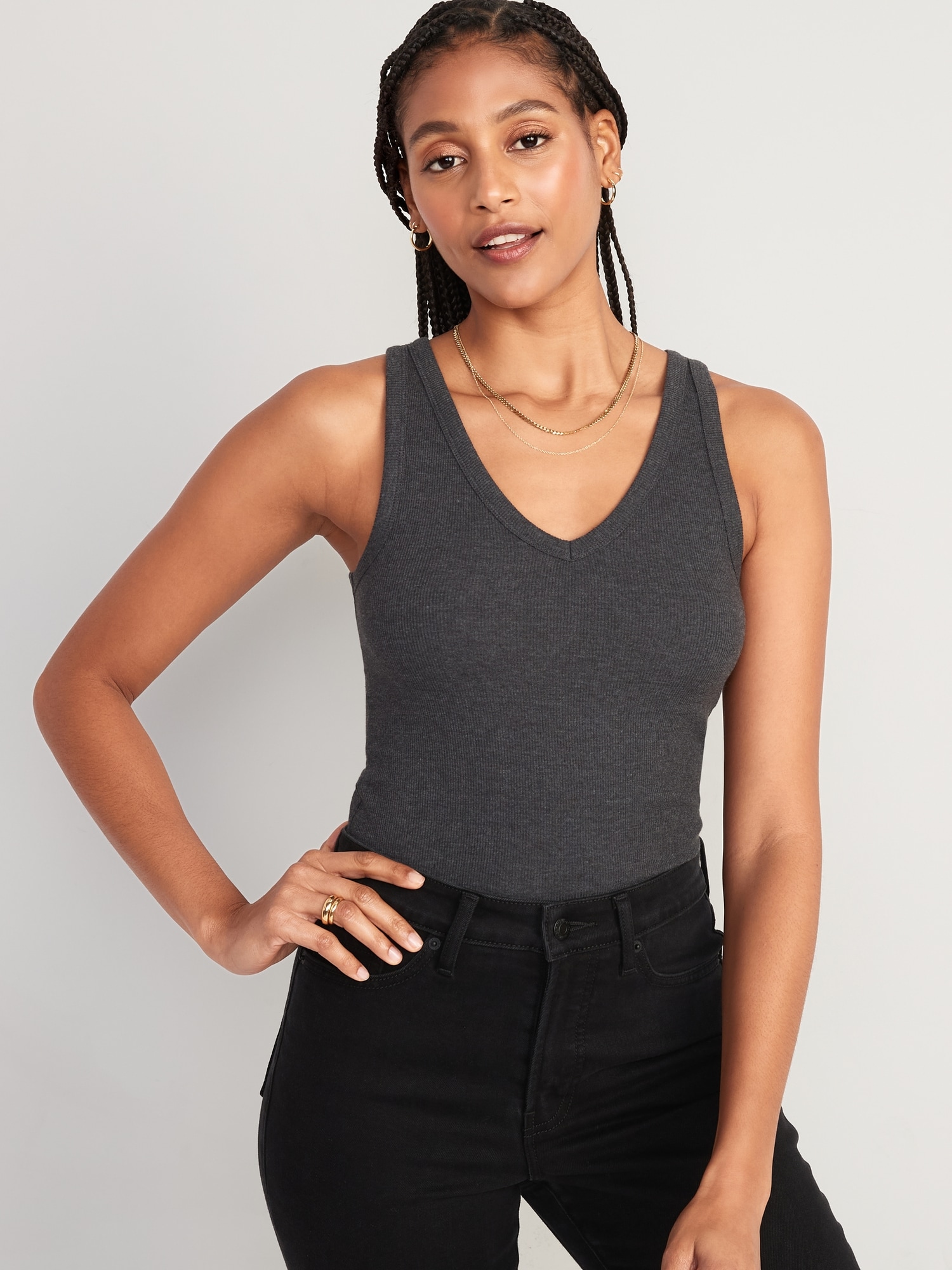 Old Navy First-Layer V-Neck Tank Top gray. 1