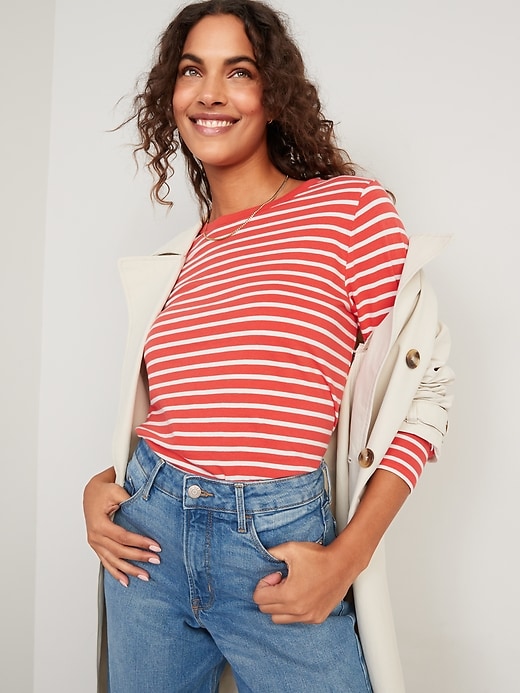 Image number 3 showing, Long-Sleeve EveryWear Striped T-Shirt for Women