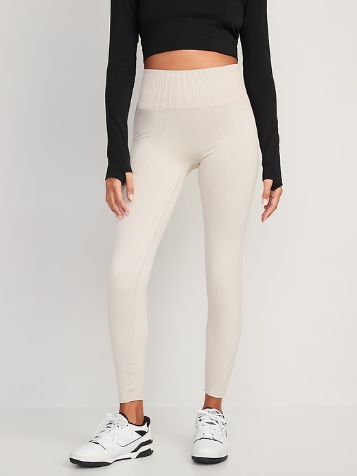 Camille Multi Ribbed Seamless High Waisted Leggings - Black