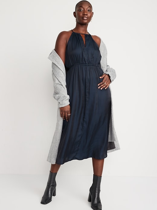 Waist-Defined Halter Satin Maxi Dress | Old Navy