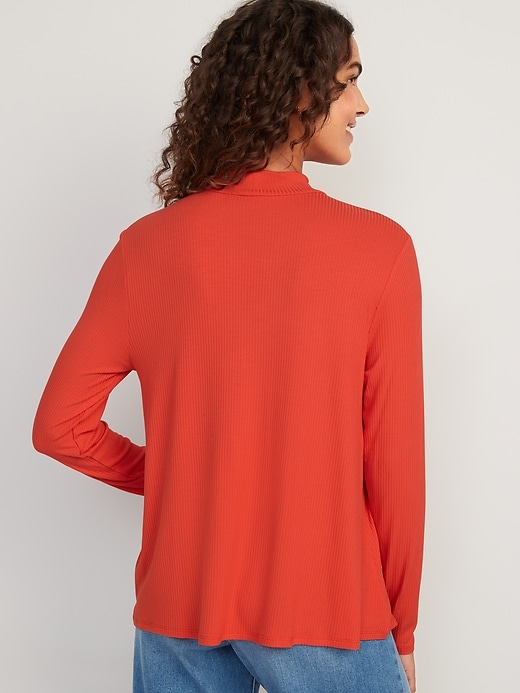 Long-Sleeve Luxe Mock-Neck Swing T-Shirt for Women