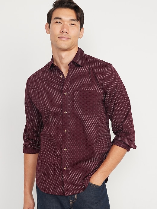 Old Navy Regular-Fit Built-In Flex Everyday Dot-Print Shirt for Men. 2