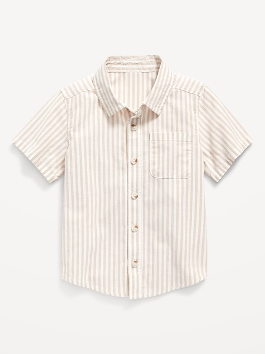 View large product image 1 of 1. Short-Sleeve Striped Oxford Shirt for Toddler Boys