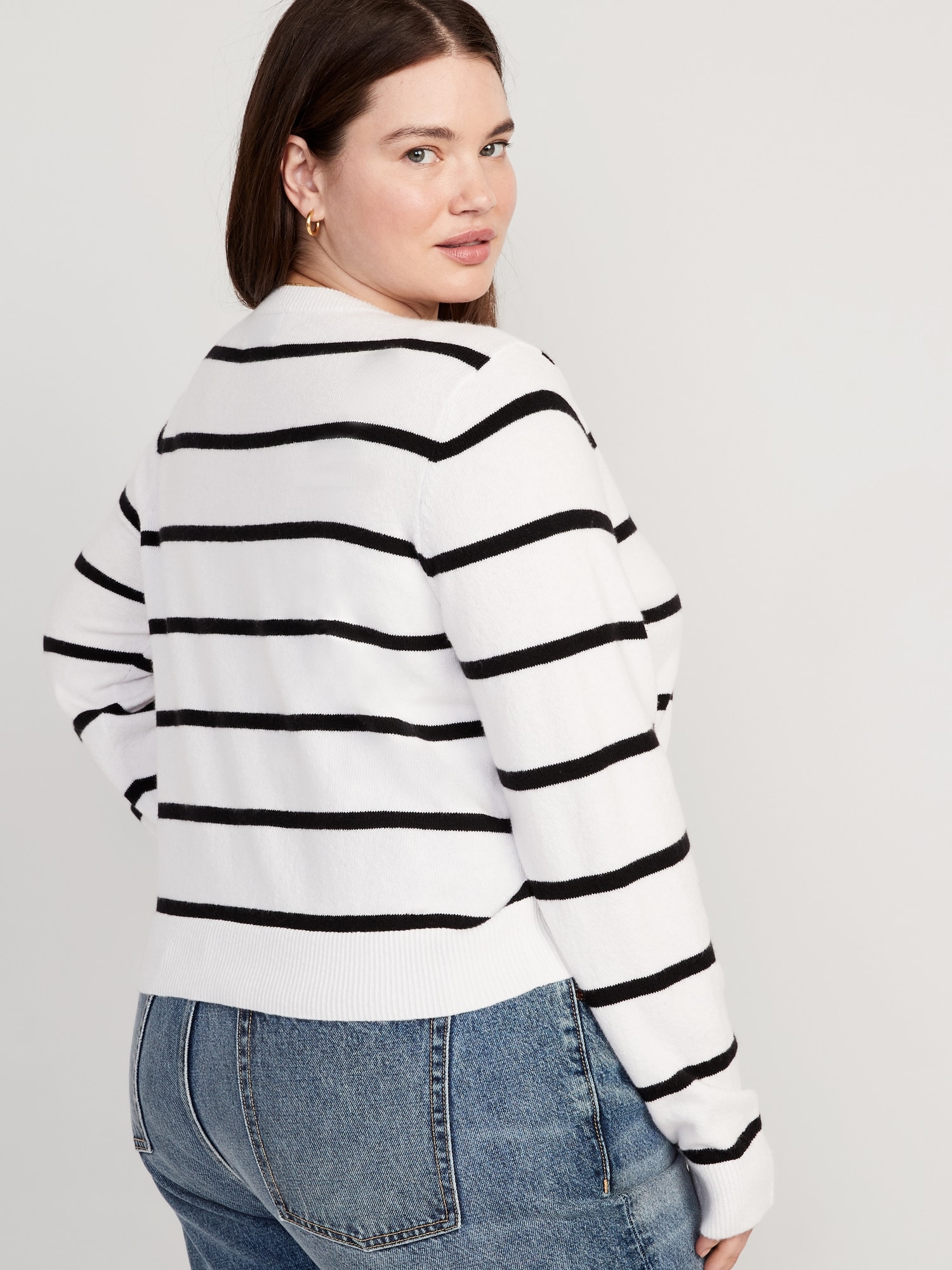 Womens Black And White Striped Sweater