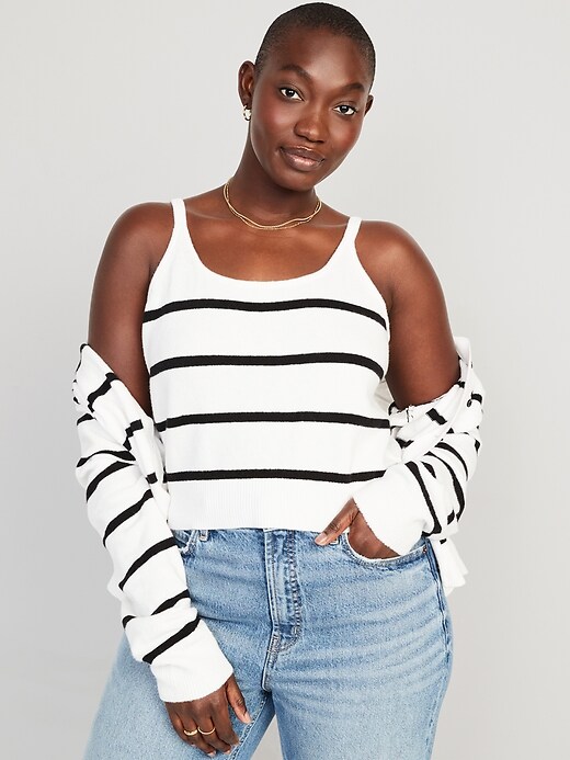 Image number 5 showing, Striped Cozy Cropped Sweater Tank Top