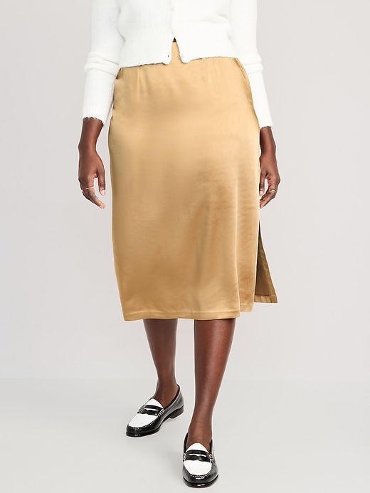 Image number 5 showing, High-Waisted Satin Maxi Skirt