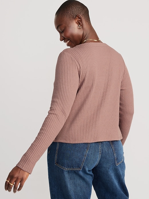 Image number 5 showing, Rib-Knit Matching Single-Button Cardigan Sweater