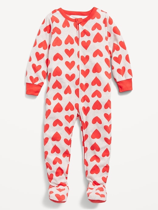 View large product image 1 of 2. Unisex Matching Printed Micro Fleece Footed One-Piece Pajamas for Toddler & Baby