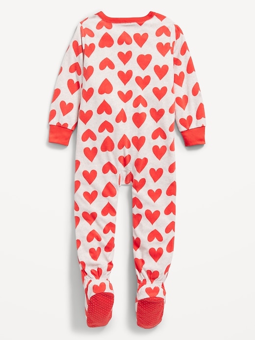 View large product image 2 of 2. Unisex Matching Printed Micro Fleece Footed One-Piece Pajamas for Toddler & Baby