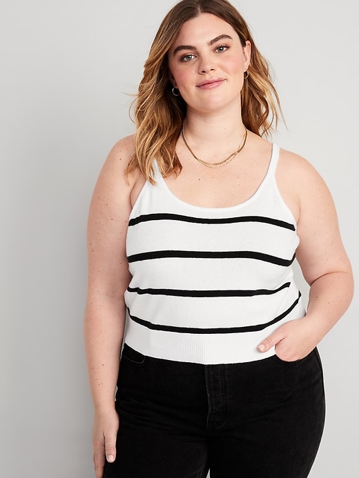 Image number 7 showing, Striped Cozy Cropped Sweater Tank Top