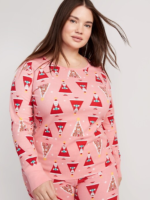 Image number 6 showing, Printed Thermal-Knit Long-Sleeve Pajama Top for Women