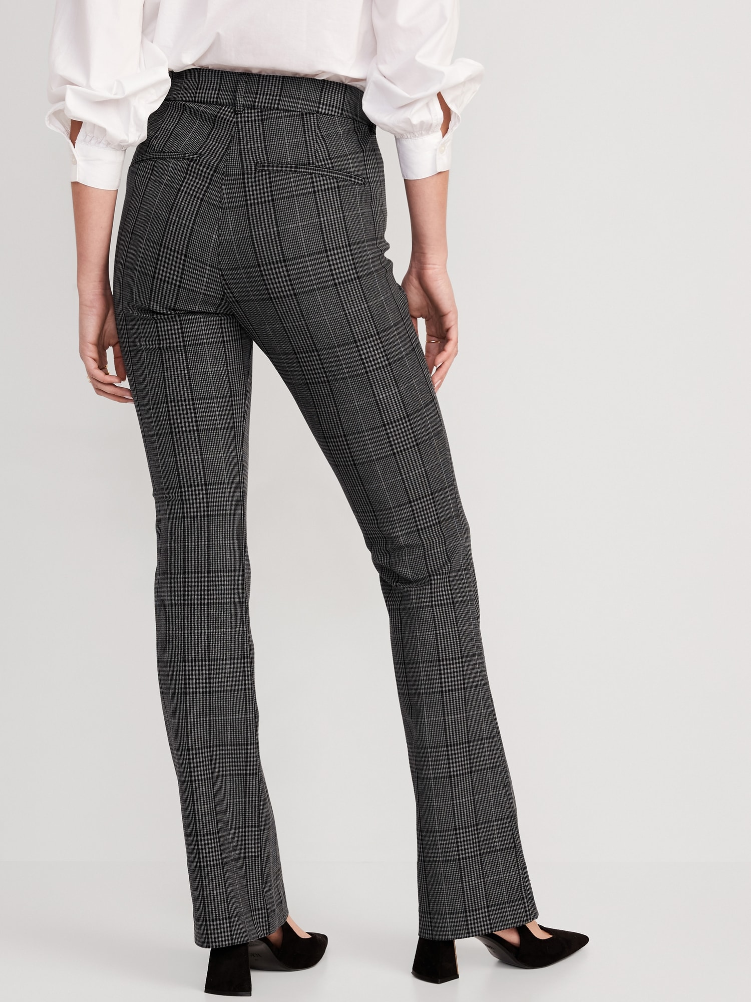High-Waisted Plaid Never-Fade Pixie Flare Pants for Women | Old Navy