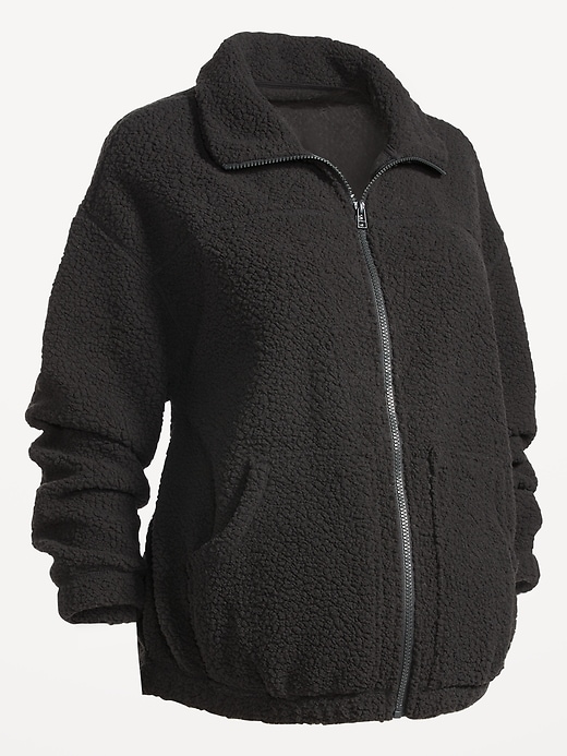 Image number 4 showing, Maternity Cozy Sherpa Zip-Front Sweatshirt