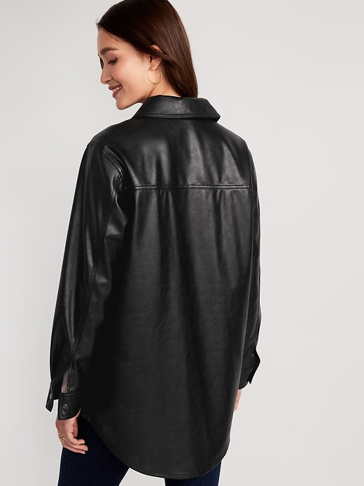 Image number 2 showing, Faux-Leather Shacket for Women