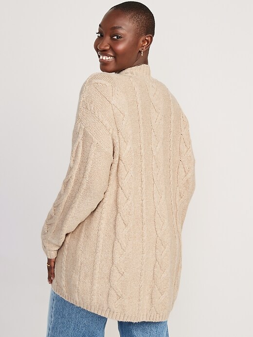 Image number 6 showing, Oversized Chunky Cable-Knit Cardigan Sweater for Women