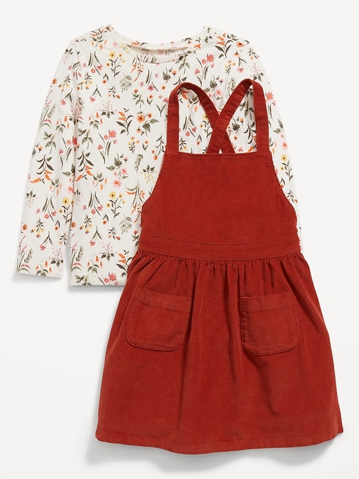 View large product image 1 of 3. Corduroy Pinafore Dress & Long-Sleeve T-Shirt for Toddler Girls