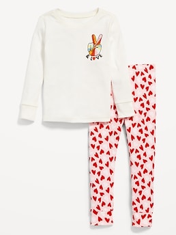 Matching Gender-Neutral Valentine's Day Snug-Fit Pajamas for Kids