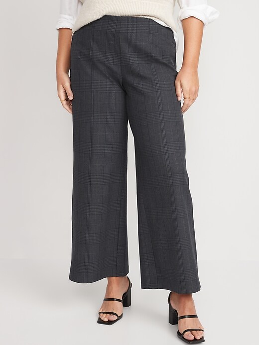 High-Waisted Plaid Pull-On Pixie Wide-Leg Pants for Women | Old Navy