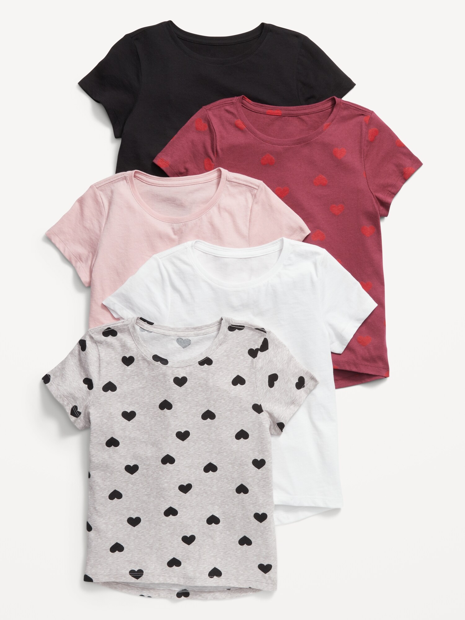 Old Navy Softest Short-Sleeve T-Shirt Variety 5-Pack for Girls red. 1