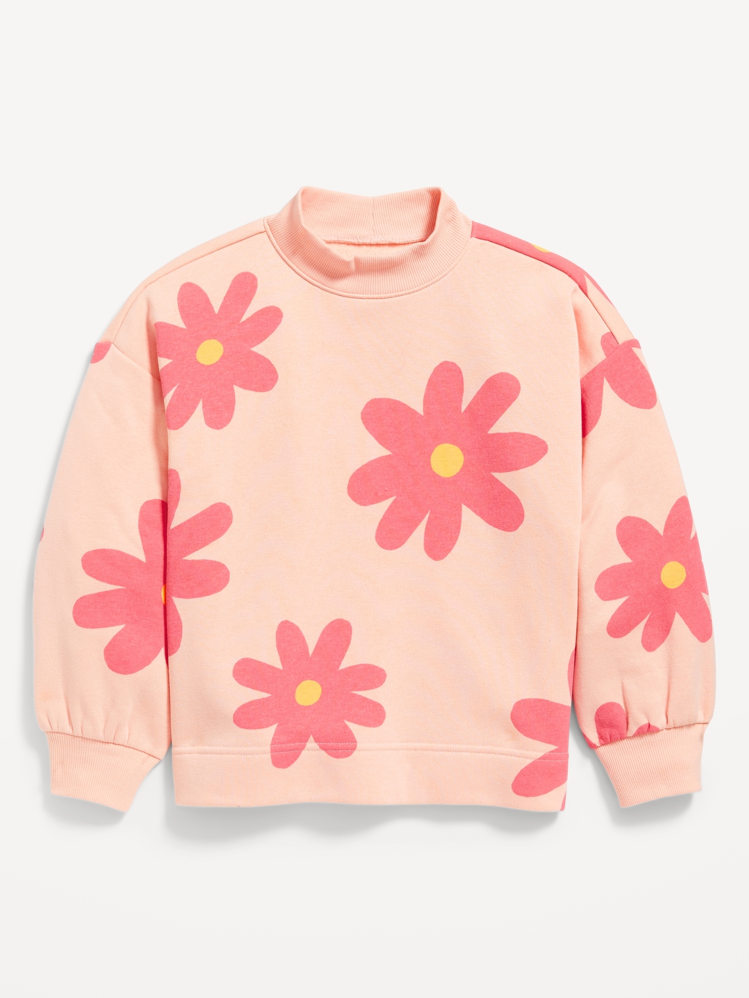 Old Navy Mock-Neck Graphic Cocoon Sweatshirt for Girls pink. 1