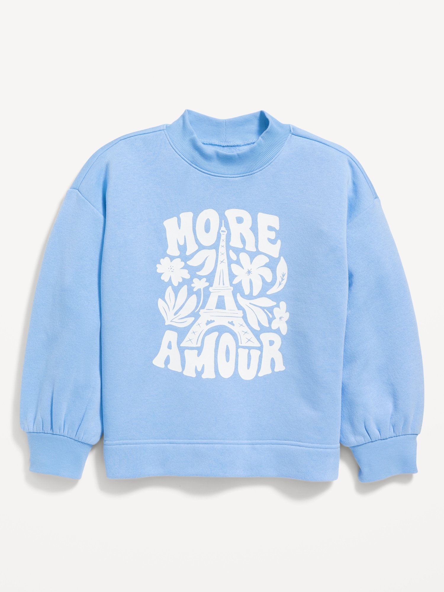Old Navy Mock-Neck Graphic Cocoon Sweatshirt for Girls blue. 1