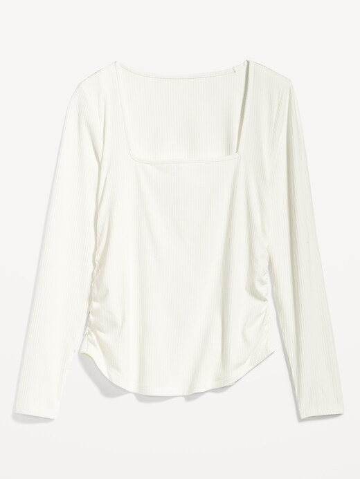 Image number 4 showing, Luxe Crop Rib-Knit Shirred Top