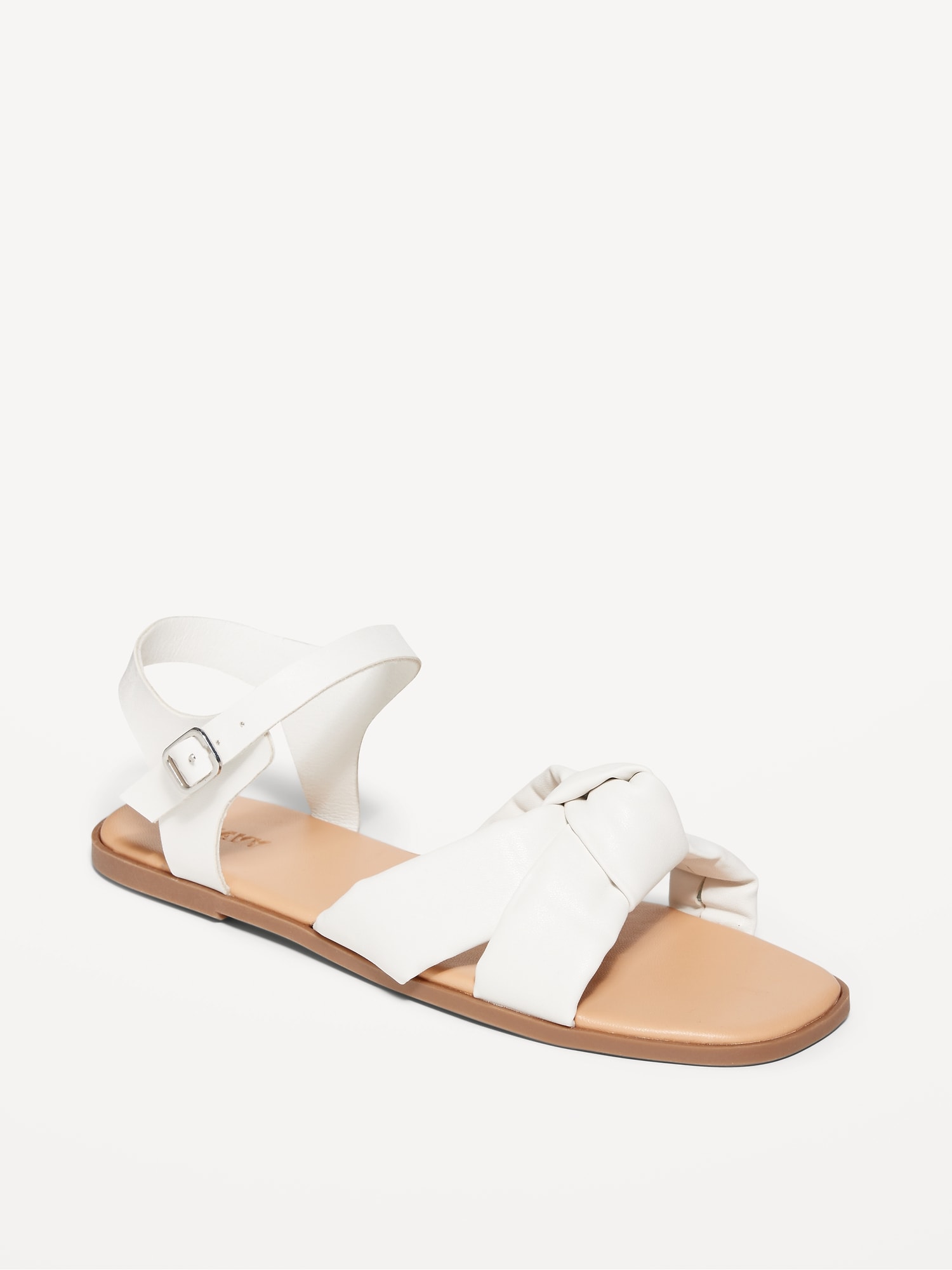 Old Navy Faux-Leather Knotted Sandals for Girls white. 1