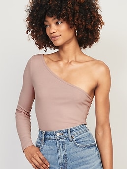 One-Shoulder Rib-Knit Top for Women | Old Navy