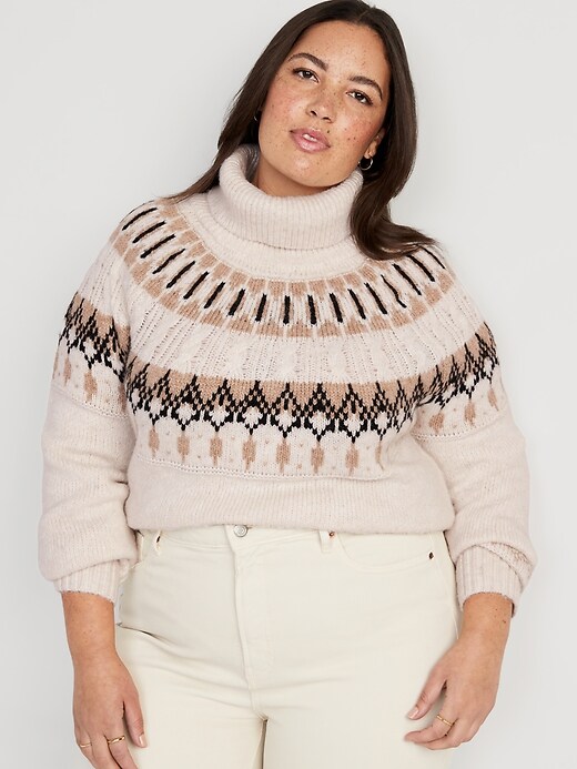 Image number 7 showing, Cozy Fair Isle Cable-Knit Turtleneck Sweater