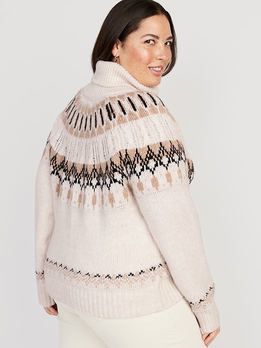 Image number 8 showing, Cozy Fair Isle Cable-Knit Turtleneck Sweater