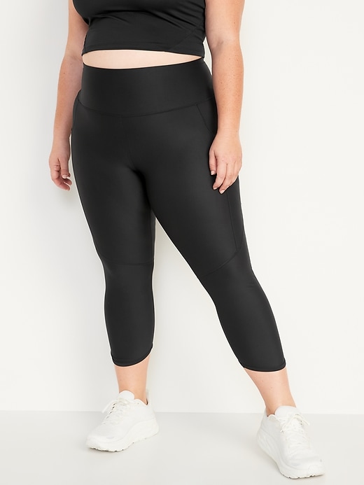 Image number 7 showing, High-Waisted PowerSoft Mesh-Panel Crop Leggings for Women