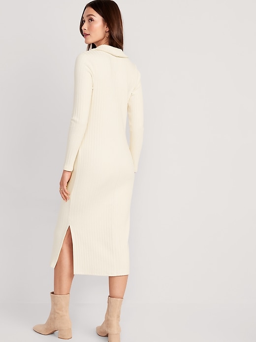 Image number 2 showing, Fitted Rib-Knit Midi Polo Dress