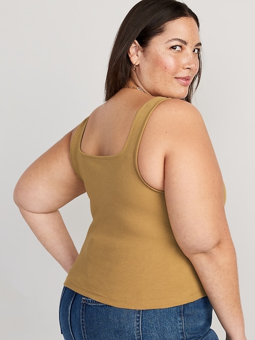 Image number 8 showing, Fitted Square-Neck Ultra-Cropped Rib-Knit Tank Top