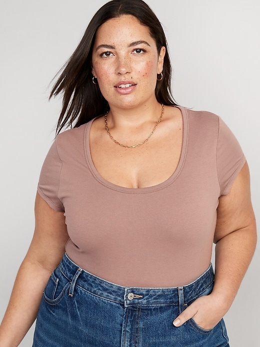 Short-Sleeve Snap Crotch Leotard In Dusty Salmon - Cotton/Spandex Stretch For Dance, Yoga & Layering
