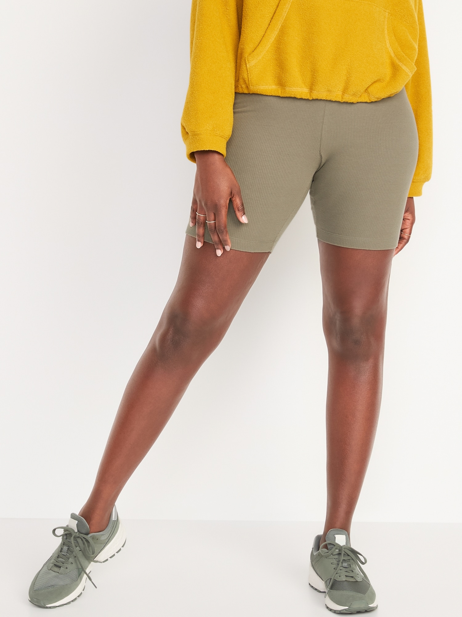 high waisted long biker shorts