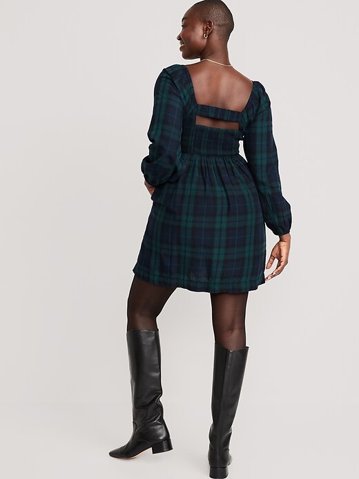 slim fit dress slacks Rihoas Plaid Button Front Collar A Line Mini Dress main image 1