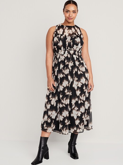 Fit & Flare Shirred Crinkled Maxi Dress | Old Navy