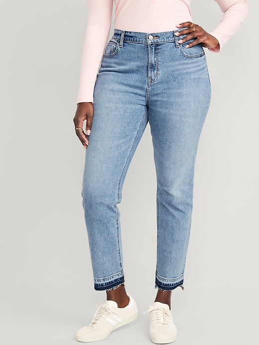 Image number 5 showing, Mid-Rise Boyfriend Straight Cut-Off Jeans