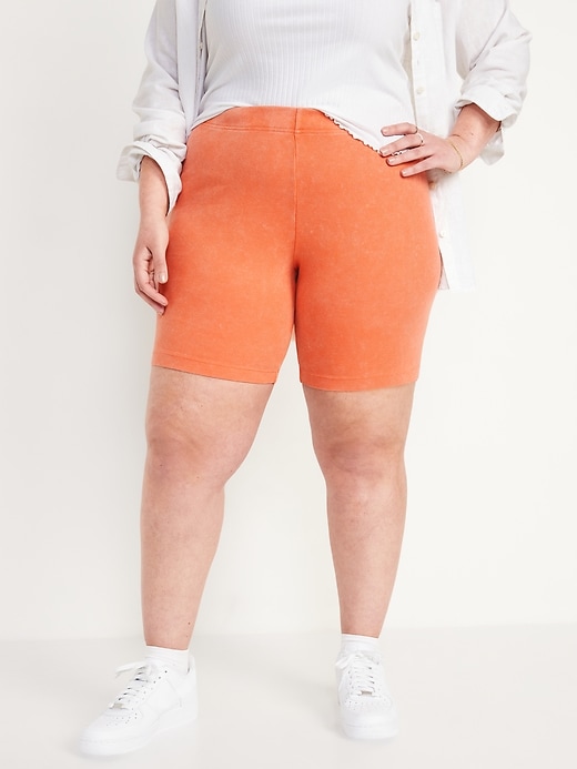 Image number 7 showing, High-Waisted Rib-Knit Long Biker Shorts for Women -- 8-inch inseam
