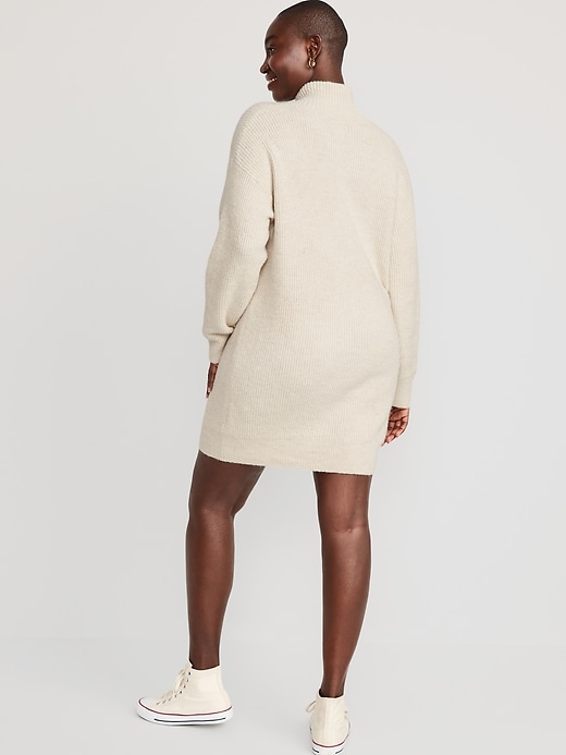 Image number 6 showing, Mock-Neck Quarter-Zip Mini Sweater Shift Dress