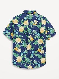 View large product image 3 of 4. Short-Sleeve Printed Poplin Shirt for Boys