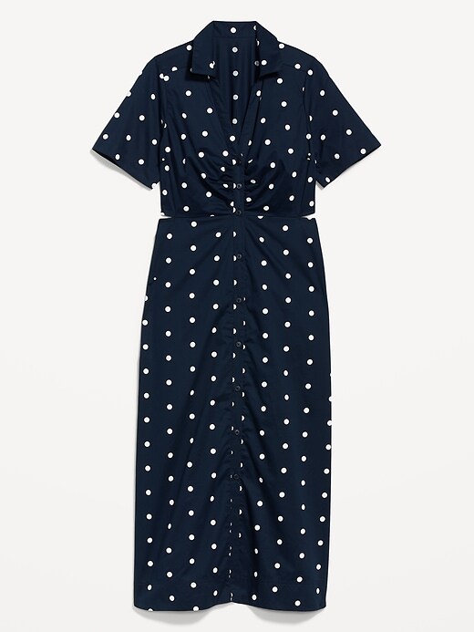 v neck midi wrap dress Royal Blue Cotton Poplin V-Neck Gathered Midi Wrap Dress 30