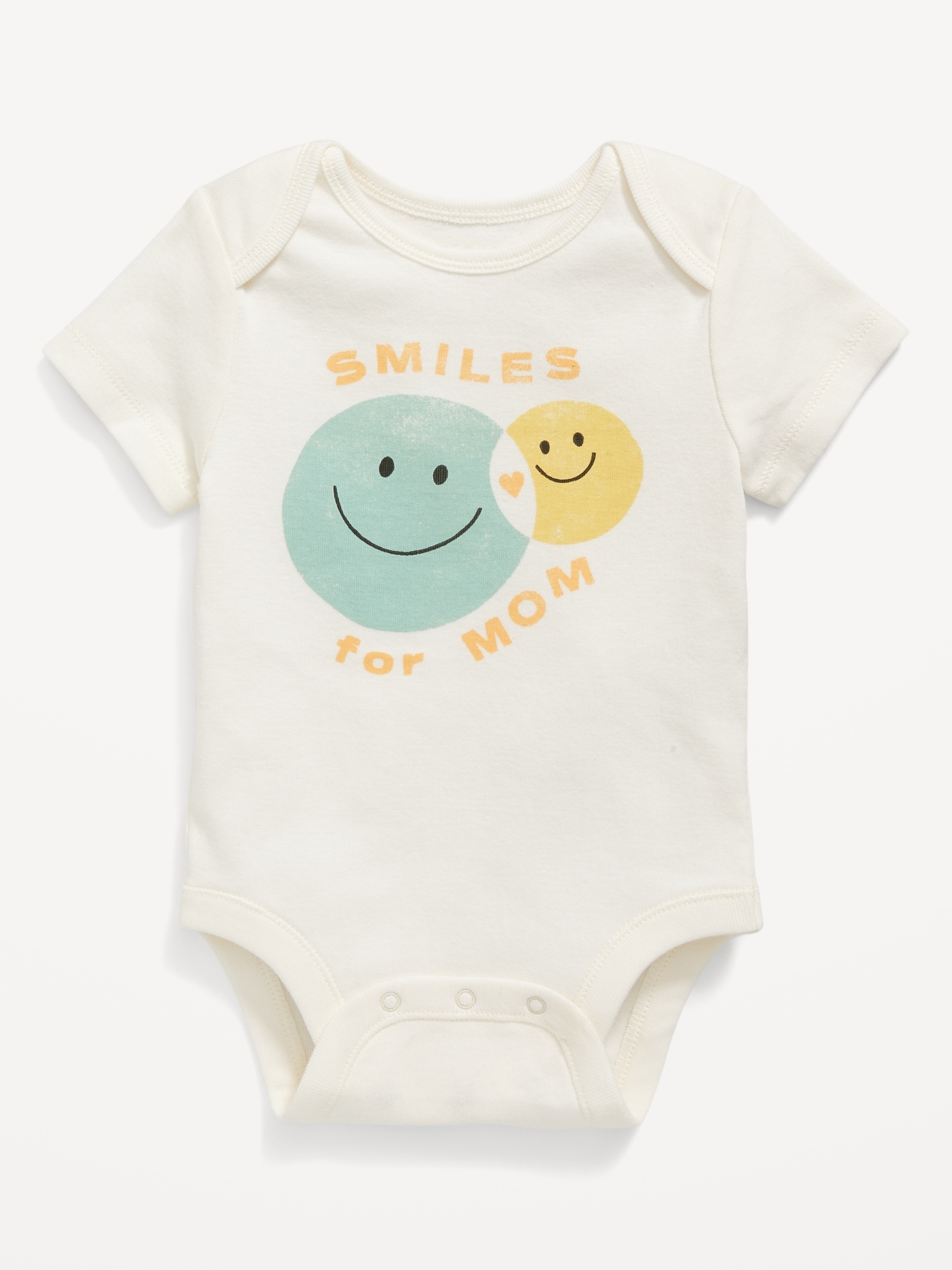 Old Navy Unisex "Smiles for Mom" Graphic Bodysuit for Baby white. 1