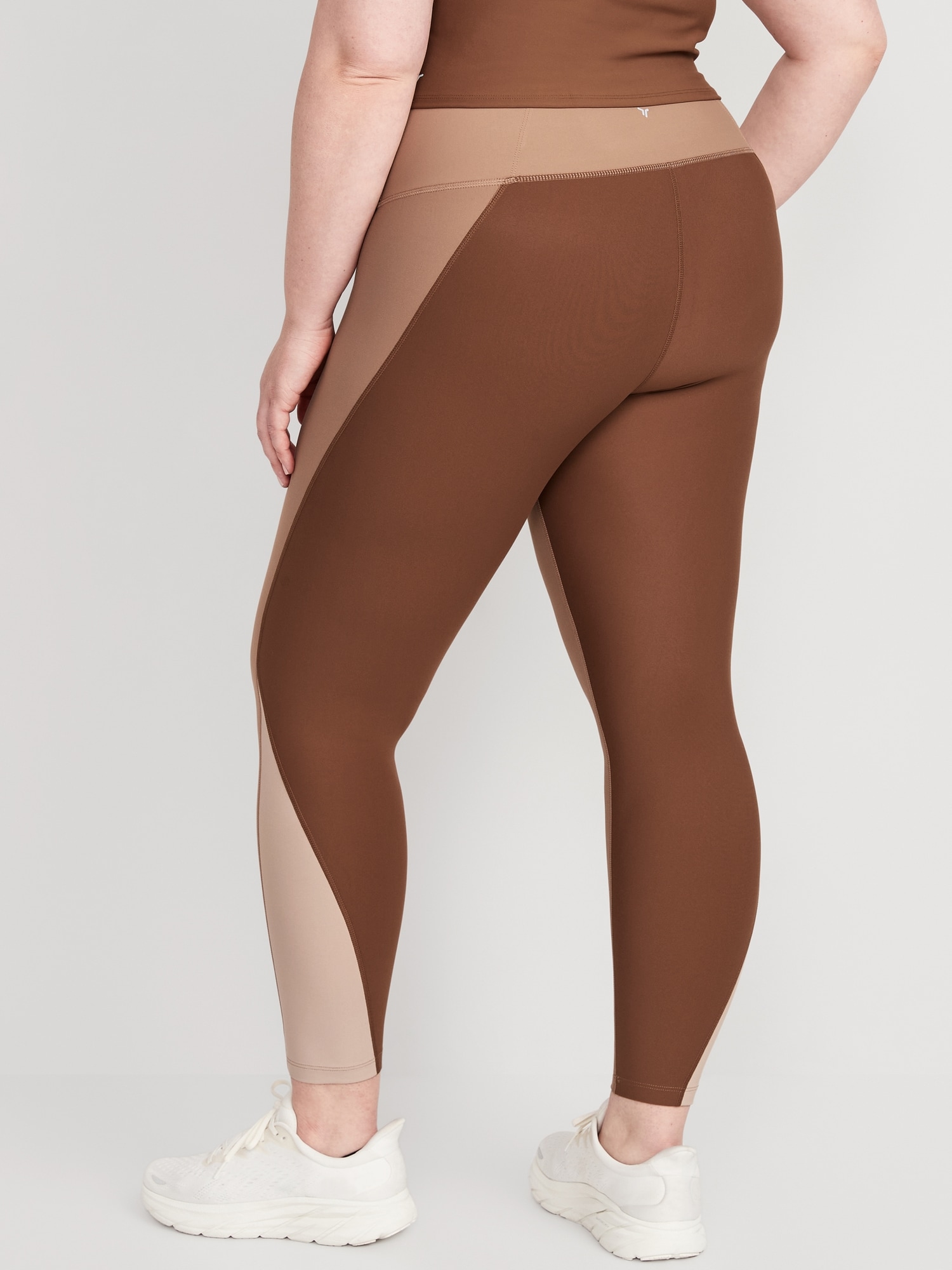 High-Waisted PowerSoft Color-Block 7/8-Length Compression Leggings