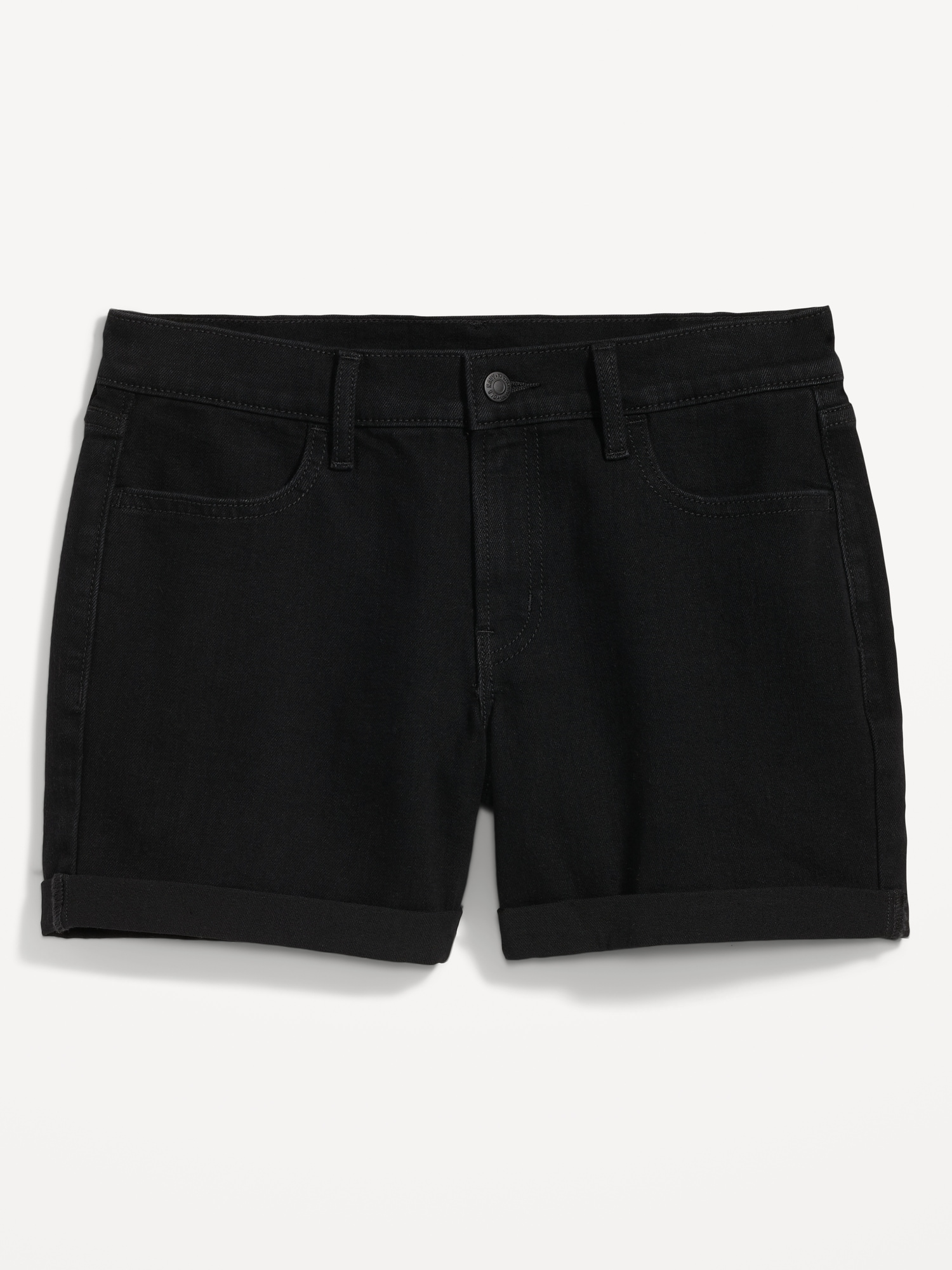 Mid-Rise Wow Black-Wash Jean Shorts for Women -- 5-inch inseam | Old Navy