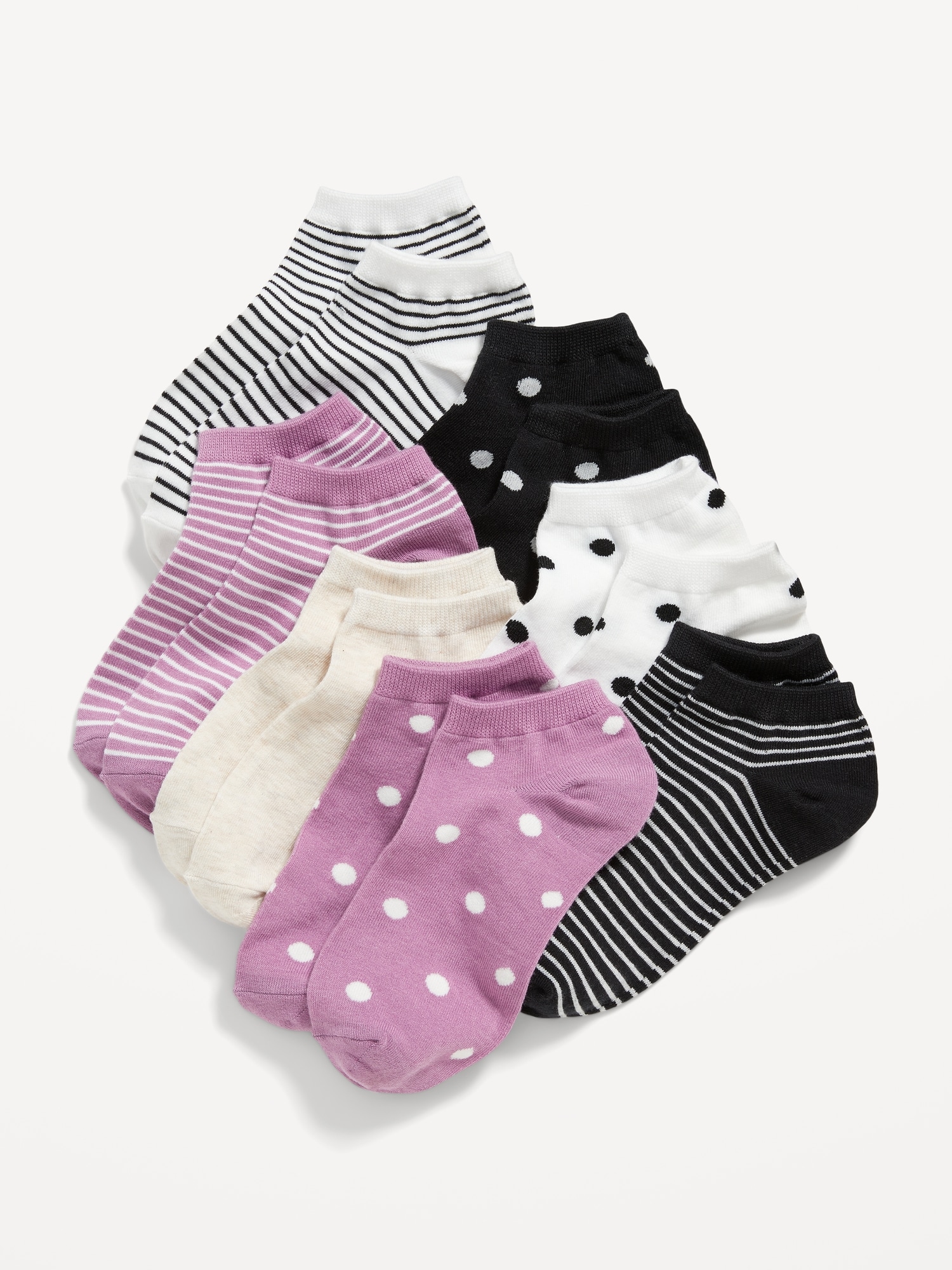 Old Navy Printed Ankle Socks 7-Pack for Girls pink. 1