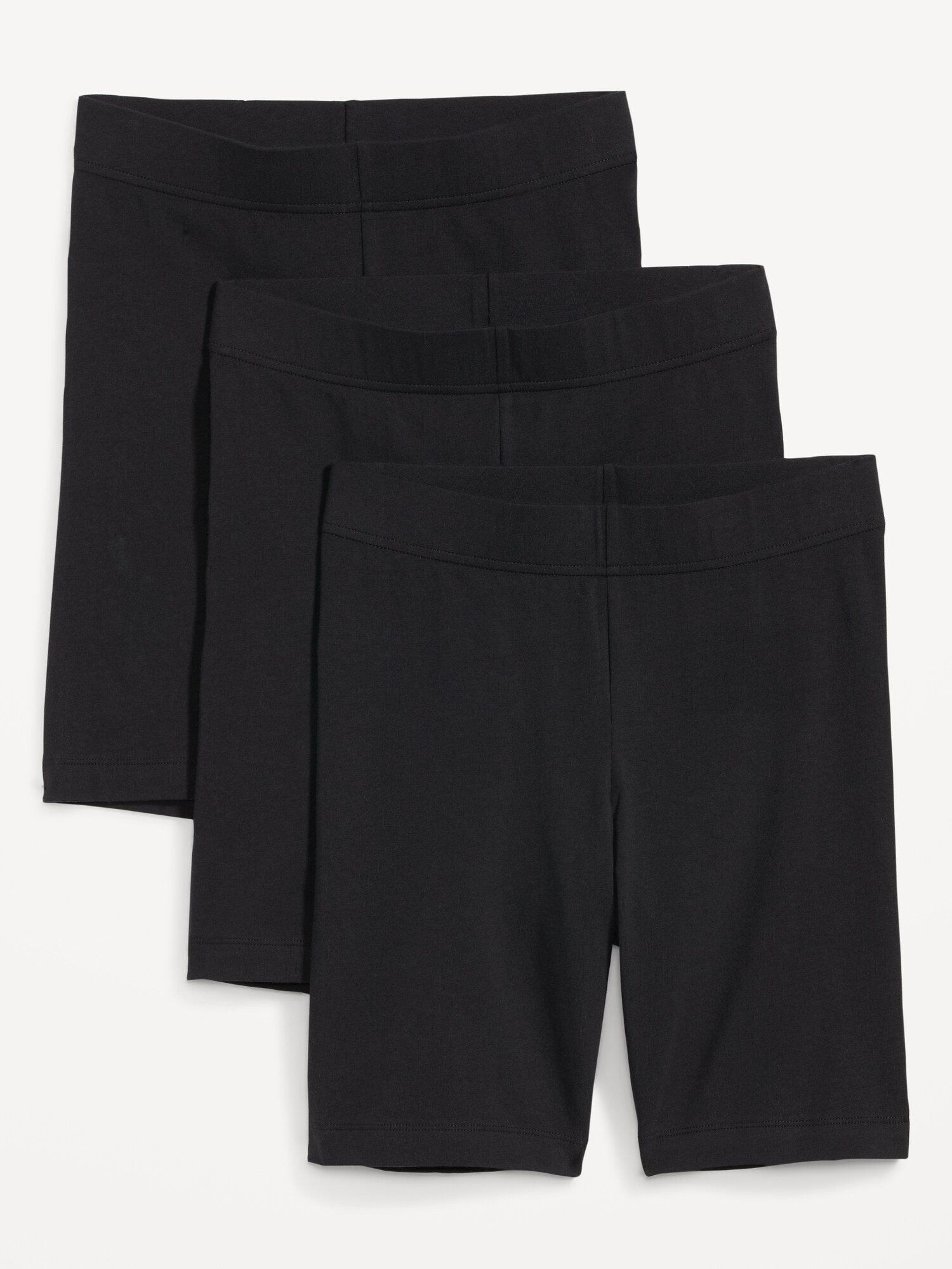 Женские шорты Old Navy High-Waisted Cotton Biker Shorts 3-Pack -- 8-inch inseam, цвет: Чёрный — фото 4