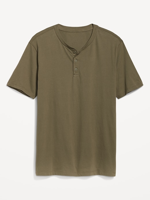 View large product image 1 of 1. Soft-Washed Short-Sleeve Henley T-Shirt
